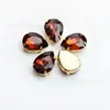 Taladro de vidrio de alta calidad con forma de gota de agua y base puntiaguda, con diamantes de imitación dorados, para coser a mano, para ropa, zapatos, bolsos y accesorios de joyería.