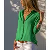 2025 Transfronterizo Primavera y Verano Nuevo Nuevo en Aliexpress Camisa de Manga Larga para Mujer de Color Puro con Botones en V Profunda Ahora