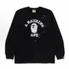 Suministro transfronterizo, venta al por mayor de comercio exterior, camiseta de manga larga de marca de moda BAPE con cabeza de mono, top pesado de tiburón, camiseta interior