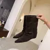 22610-1 Botas Casuales de Moda Retro Estilo Francés de Piel Genuina, Gamuza Suave y Cómodas