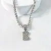 Collar con Colgante de Letra de Cobre con Circonita y Diamante Completo Moda Clásica Transfronteriza Hip-Hop DIY Joyería de Lujo de Alta Gama