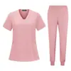 Ropa de Trabajo de Manga Corta Nueva Temu Estilo Europeo y Americano 95% Poliéster 5% Spandex Elástica Secado Rápido Uniformes para Enfermeras y Personal Médico