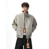 Nueva chaqueta de cuero PU de moda para otoño, estilo callejero para hombre, cuello alto, hombro recto, estilo americano genial, corte holgado, abrigo de cuero versátil