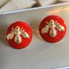 Pendientes Rojos Redondos de Abeja Estilo Chino Año Nuevo Esmalte Pendientes Colgantes de Esmalte Venta al por Mayor Pendientes Nuevo Estilo Chino