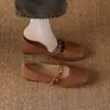 2026 Otoño Estilo Retro Suela Suave Piel Suave Nuevos Hermosos Franceses Cómodos Mary Jane Zapatos para Mujer Planos Versátiles