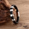 Pulsera de letras DIY transfronterizas, nueva y sencilla pulsera de cuero de acero inoxidable, pulsera de cuero retro con personalidad de Amazon para hombres