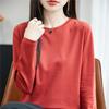Suéter de Punto de Algodón Puro con Cuello Redondo de Manga Larga para Mujer, Color Sólido, Holgado, Versátil, Suéter Pulóver, Camiseta Básica, Nuevo Verano 2025