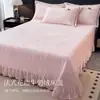 Capa de Cama de Leite Fleece Bordada Espessa Conjunto de Quatro Peças Outono e Inverno Lençol Quente Capa de Edredom Lençol de Elástico Casa Sensação de Luxo Roupa de Cama