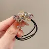Cuerda para el cabello estilo coreano, elegante, con forma de mariposa, estilo Mori, con diamantes brillantes, para niña, con anilla elástica para el cabello.