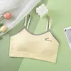 Roupa íntima feminina beleza nas costas estudante menina estilo coreano top cropped sem fio anti-exposição feminino push up à prova de choque top tomara que caia