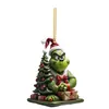 Grinch Navideño Transfronterizo Monstruo de Piel Verde Colgante de Árbol de Navidad Decoración Navideña Adornos Planos Creativos para Coche