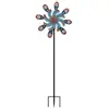 Estaca de chão para cata-vento de ferro retrô para exterior, cata-vento de metal rotativo de dupla face, ornamento decorativo para jardim, pátio e gramado