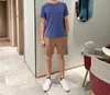 Traje Masculino de Verão com Estampa Completa de Letras B, Secagem Rápida, Seda de Gelo Refrescante, Malha Respirável, Gola Redonda, para o Dia a Dia ao Ar Livre