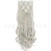Conjunto de Sete Peças de Perucas Transfronteiriças para Mulheres, Extensões de Cabelo Ondulado Grande, Presilhas BB Clip, Estilo Europeu e Americano, 16 Presilhas, Extensões de Cabelo Sintético