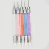 Set de bolígrafos de doble punta para manicura, incluye 5 piezas, con puntas de silicona de doble extremo, ultra suaves, y nuevo diseño con aplicadores de pedrería.