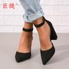 Zapatos de Mujer de Moda de Punta Fina Jedi Nuevos Europeos y Americanos para Exportación Talla Grande Tacón Alto Zapatos de Moda para Mujer con Hebilla