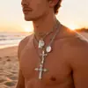 Collar con Colgante de Cruz Geométrica de Aleación de Estilo de Personalidad de Moda de Venta Caliente Transfronteriza Europea y Americana para Hombres y Mujeres