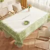 Toalha de mesa com estampa floral e de plantas, novo modelo 2025, luxo leve, toque de alta qualidade, lavável, à prova d'água, resistente a óleo, para uso doméstico em mesas de centro