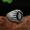 Nuevos Anillos Chapados, Anillos Vintage Irregulares de Piedra Negra Finamente Elaborados, Joyería Vintage Ajustable, Venta Directa del Fabricante