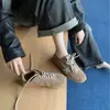 Otoño e Invierno 2025 Nuevos Zapatos de Entrenamiento Moral de Cuero Genuino Zapatos Planos para Mujer Zapatos Casuales Combinación de Colores Versátil Zapatos Deportivos Zapatos Star Forrest Gump