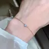 Pulsera de Plata de Ley S925 Ojo Azul Paraíba Forma de Gota de Agua para Mujer, Joyería Vintage Estilo Japonés, Popular en Xiaohongshu