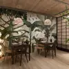Papel de parede de planta de floresta tropical estilo sudeste asiático Papel de parede para parede de fundo de restaurante tailandês Hotel Hotel centro de beleza e saúde