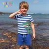 Conjunto de Verano para Niños Estilo Europeo y Americano, Nuevo Conjunto de 2 Piezas de Manga Corta con Cuello Redondo y Lindo Bordado de Cangrejo, Conjunto Infantil para Ventas Transfronterizas