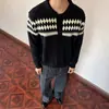 Otoño/Invierno 2026 Estilo Old Money Jacquard Fair Isle Cuello Solapa Manga Larga Tejido Suelto Botones Cardigan Suéter Retro