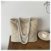 Nova Bolsa Casual Lingge Feminina de Outono e Inverno 2025 Bolsa de Algodão Simples Portátil Bolsa de Tecido Bolsa Tote Portátil da Moda Feminina