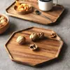Bandeja de Madera de Acacia Retro Madera Maciza Bandeja de Madera Informal para Merienda de Té de la Tarde Café Bandeja de Madera Simple para Fruta Pan