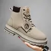Botas Populares Transfronterizas Talla Extra Grande para Hombre 48 Botas de Hombre Estilo Británico Retro Botas de Trabajo de Caña Alta Botas de Cuero