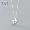 Collar de plata S925 con colgante de cruz de diamantes para mujer, estilo japonés-coreano, con personalidad y temperamento, D4495