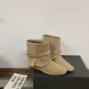 Botines retro de tacón alto para mujer, con punta cuadrada pequeña, para otoño e invierno 2026, versátiles, con hebilla de cinturón, botines de pantalón, Botas Martin, Botas de montar