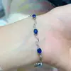 Pulsera de Zafiro Natural de Sri Lanka con Artesanía de Plata S925, Tamaño de la Piedra Principal 4*5mm