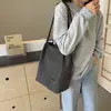 Bolso Cubo de Lona Gran Capacidad Estilo Ins para Mujer Artístico Versátil Bolso de Hombro o Axila Bolso de Ocio para Estudiantes