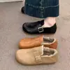 Zapatos Birkenstock de cuero con suela gruesa y forro de felpa para mujer, modelo 2026, nuevos para invierno, versátiles, sin cordones, suela suave, zapatos para conducir con forro de felpa para mujer