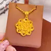 Colgante de Flor de Rododendro Estilo Étnico Chapado en Cobre Dorado para Mujer, Accesorio de Moda Lujoso y Exquisito, Simbolizando Prosperidad, Colgante de Cadena para Clavícula con Alta Retención de Color