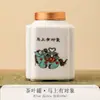Latas de Té Selladas de Porcelana Blanca al por Mayor con Patrones Auspiciosos para el Año del Caballo, Latas Domésticas a Prueba de Humedad para Almacenar Té, Latas de Té Pequeñas Portátiles de Cerámica