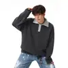 Outono/Inverno 2026 Novo Suéter Masculino Pesado com Gola Polo Estilo Clássico Casual Coreano Malha Elegante