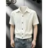Camisa de Color Sólido con Solapa de Manga Corta Estilo Old Money para Hombre Tendencia de Moda de Verano Camisa Casual Transpirable Versátil Top Ropa de Hombre