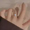 Anel de Pedra da Lua Fantasma Estilo Coreano para Mulheres, Personalidade de Nicho de Luxo Leve, Anel Ajustável para Dedo Indicador, Anel de Temperamento Versátil