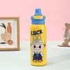 Nova Caneca Térmica de Aço Inoxidável 316 com Desenho Animado, Alto Valor Estético, Caneca de Uso Duplo para Estudantes, Caneca Portátil com Canudo para Uso ao Ar Livre