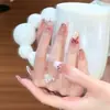 Adesivo de Unha Usável Três-Dimensional Cereja Laço Manicure Feminina Removível Unha Pré-fabricada de Alto Padrão