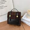 Mochila Infantil Estilo Academia Vintage Puntadas de Lana a Cuadros Bolso Pequeño de PU para Escuela Accesorios de Viaje para Bebé
