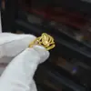 Anillo de Oro Aluvial para Mujer Que No Se Desvanecerá por Mucho Tiempo, Anillo Abierto Dulce de Imitación Oro de Nicho para Mujer, Accesorios de Aleación de Cobre, Venta al por Mayor de Productos Nuevos