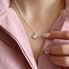 Collar de amor tridimensional para mujer, nuevo collar coreano personalizado con forma de corazón de nicho de grano de arroz a juego, cadena de clavícula chapada en plata 925 para mujer