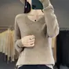 Nuevo suéter de lana grueso sin costuras para otoño e invierno para mujer, jersey de punto de manga larga, prenda básica versátil