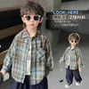 Camisa de manga larga de otoño para niño, nuevo estilo 2026, top estilo coreano para niños, camisa de cuadros para bebé niño para primavera y otoño