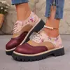 Zapatos Sueltos Mujer Cordones de Colores Año Mujer Tallas Grandes Primavera Otoño 2025 Costura Burnout Estilo Zapatos Sueltos Brogue Punta Redonda Comercio Exterior Transfronterizo