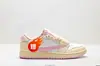 Zapatillas de Baloncesto Air AJ1 Travis Scott Rojas con Swoosh Invertido Unisex de Caña Baja